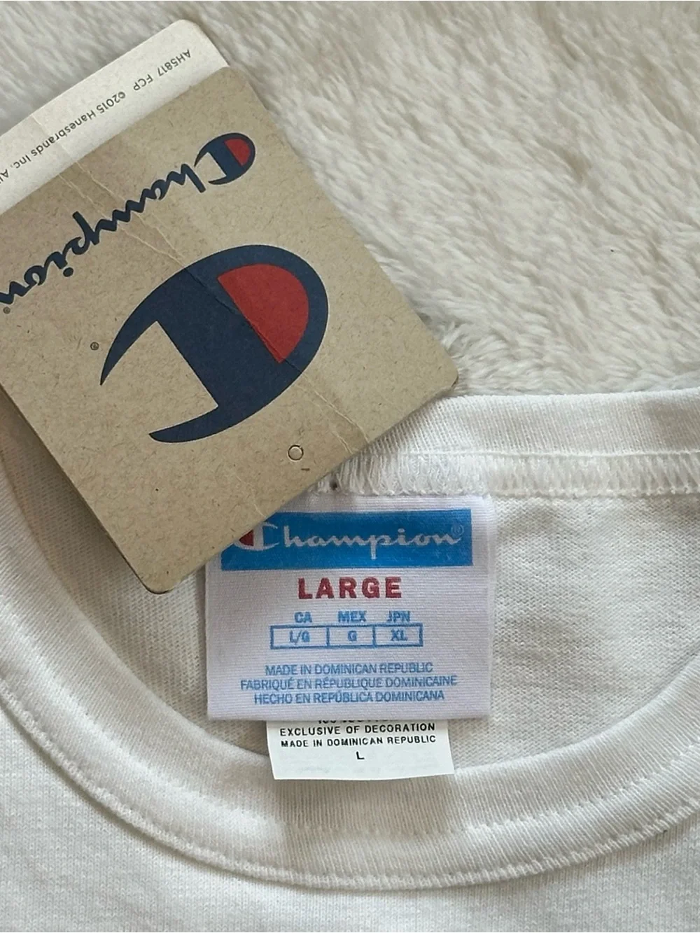 NWT Champion Men’s Heritage Peace Sign Logo T-Shirt White Crew Neck Size L - Picture 2 of 9